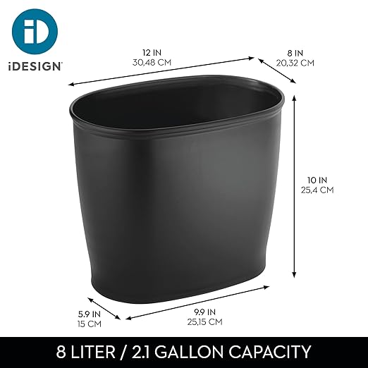 iDesign Slim Plastic Bathroom Trash Can, Small Garbage Bin - Image 4