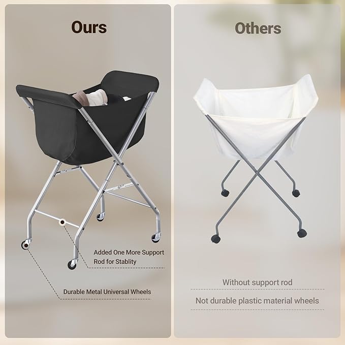 ELYKEN Laundry Cart with Wheels, 32”H Easy Rolling Laundry Hamper with - Image 3