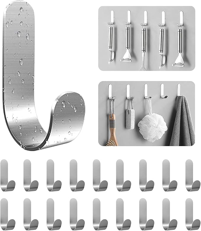 Self Adhesive Towel Hooks, 304 Stainless Steel Heavy Duty Shower Hook by ATDOALL