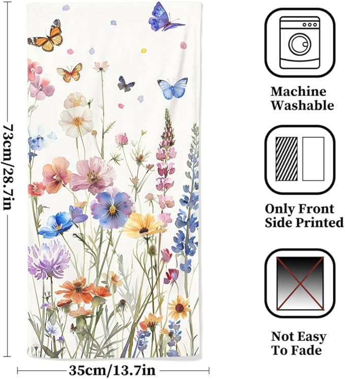 Watercolor Wildflower Floral Hand Towels - Image 2