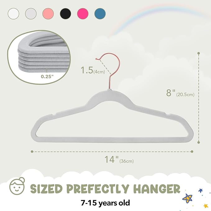 HOUSE DAY Velvet Kids Hangers 60 Pack, Premium Childrens Hangers - Image 7