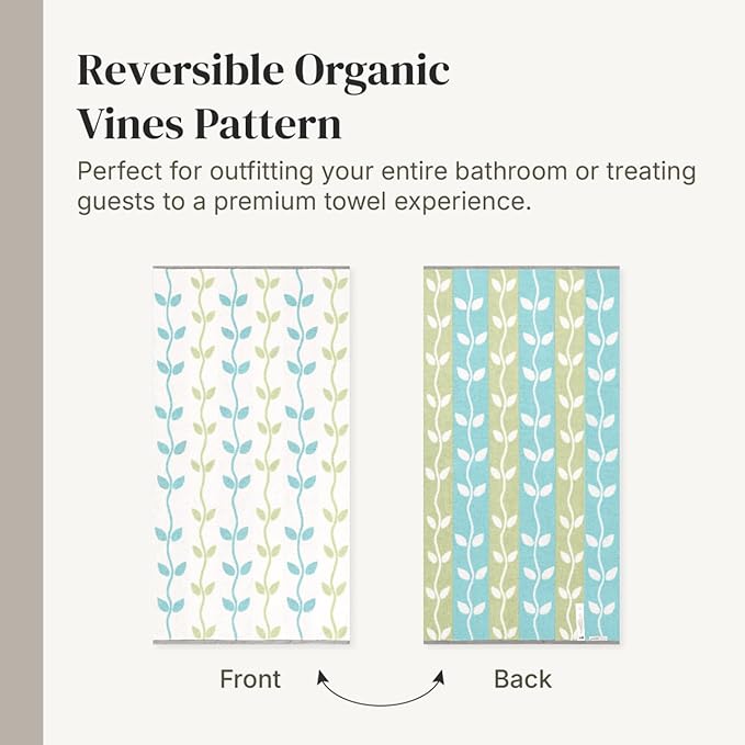Modern Threads Organic Vines 6-Piece 100% Cotton Towel Set – Yarn Dyed Jacquard - Image 6