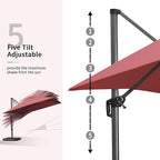 PURPLE LEAF 10' X 13' Square Cantilever Umbrella Patio Umbrella with Base Outdoor Umbrella Aluminum Offset with 360-degree Rotation for Garden Deck Pool Patio Terra - Image 4