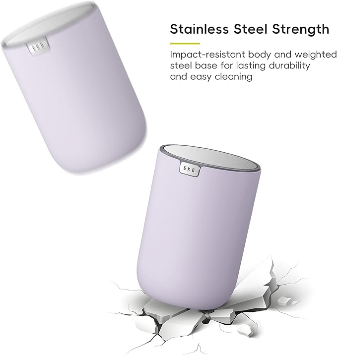EKO Mini Desk Trash Can with Swing-Top Lid 0.4 Gallon Small Table Round - Image 6