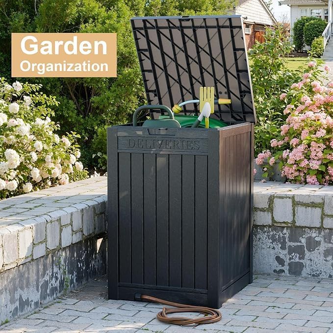 DRATO 48 Gallon Package Delivery Box, Large Lockable Storage Box, Double-Wall Resin Outdoor Package Delivery and Waterproof Deck Box for Porch, Patios（Black，48 Gallon） - Image 5