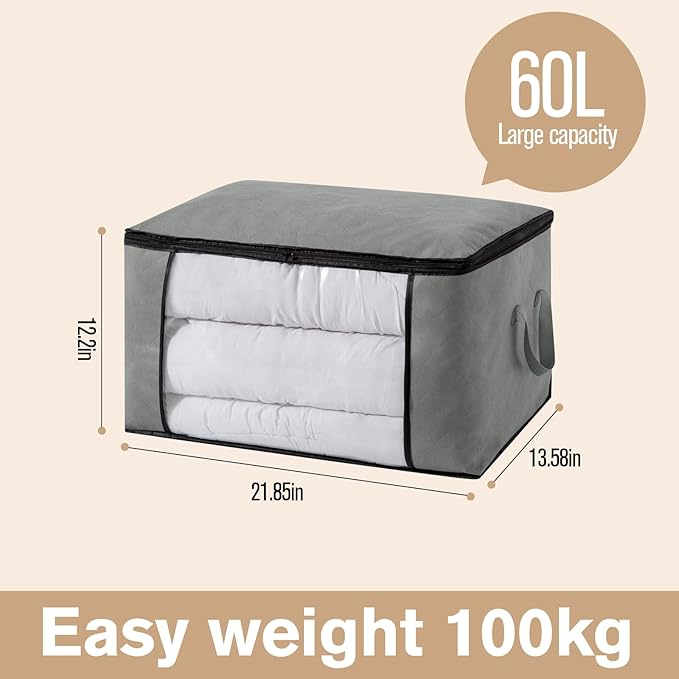 Large Storage Bags, Clothes Storage Bins Foldable Closet Organizers Storage - Image 6