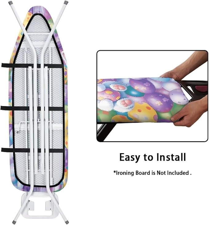 Sprowallow Colorful Egg Rabbit Ironing Board Cover and Pad 15x54 Inch Standard - Image 4
