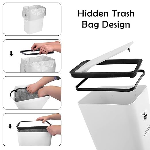 XPIY Trash Can with Lid, 2 Pack 4 Gallons/15 Liters Garbage Can with Press Top - Image 5