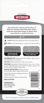 Weiman Microfiber Cloth for Stainless Steel, Safely Traps and Removes Dirt - Image 2