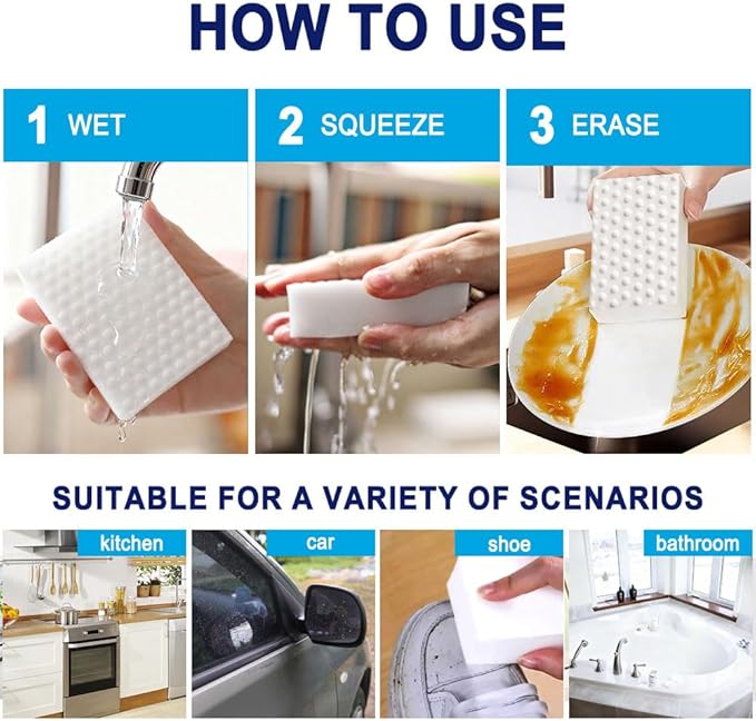 10 Pack Magic Sponge Eraser 3X Thick and Long Lasting Melamine Cleaning Sponges - Image 4