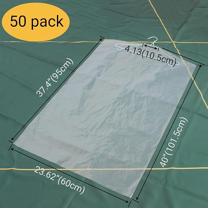 50 Pack 23.6x40inch Clear Plastic Clothes Covers - Image 2