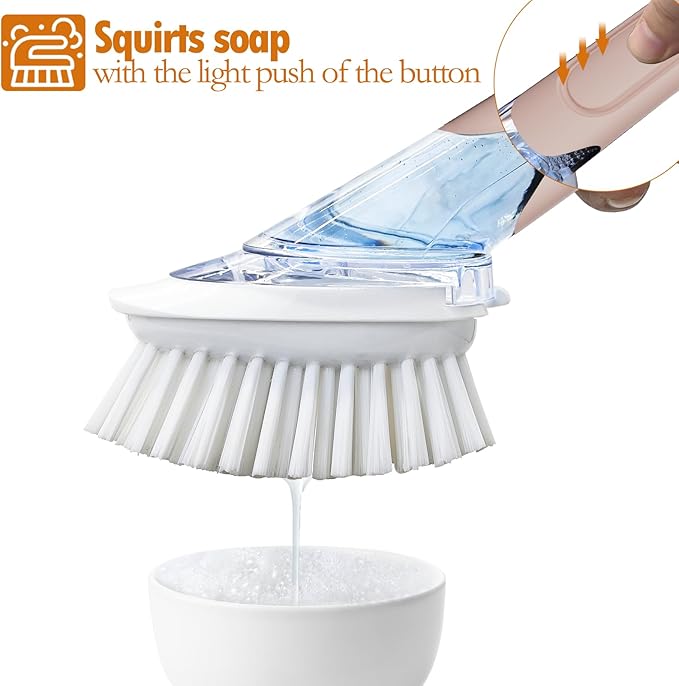 Dish Brush with Soap Dispenser Storage Set with 2 PCS Brush Refills & Holder - Image 4