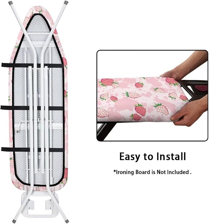 Pink Strawberry Padding Ironing Board Covers Easy to Install Stain Resistant - Image 4