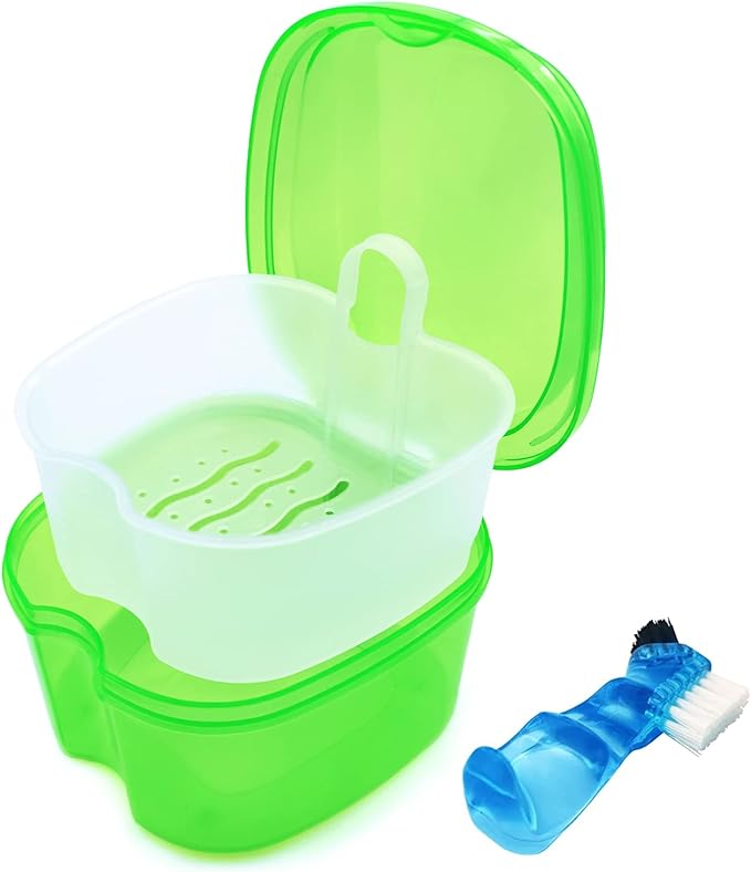 Keedolla Denture Cups for Soaking Dentures, Denture Cleaning Case Retainer by Keedolla