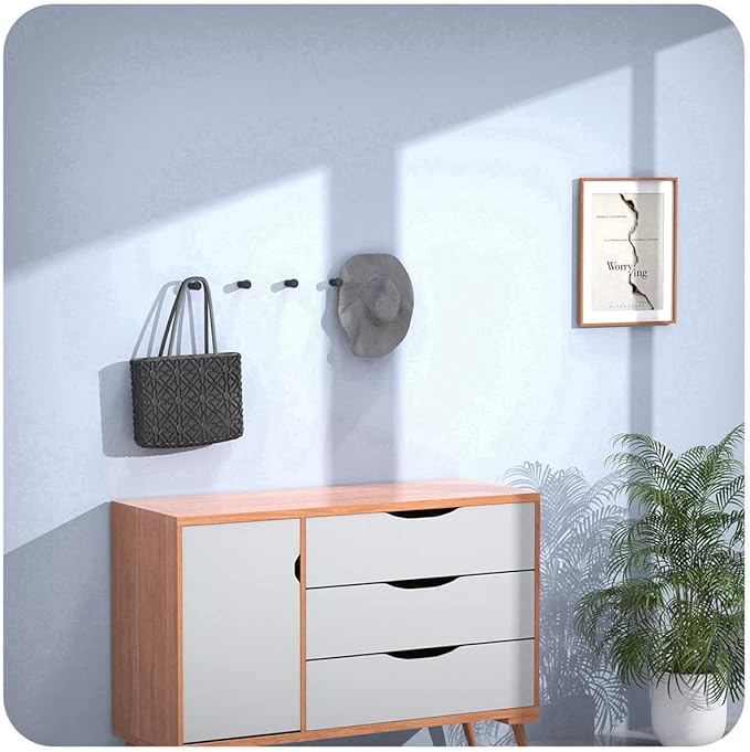 4Pack Metal Wall Hooks, Minimalist Coat Hooks Matte Black Simple Modern Easy - Image 9