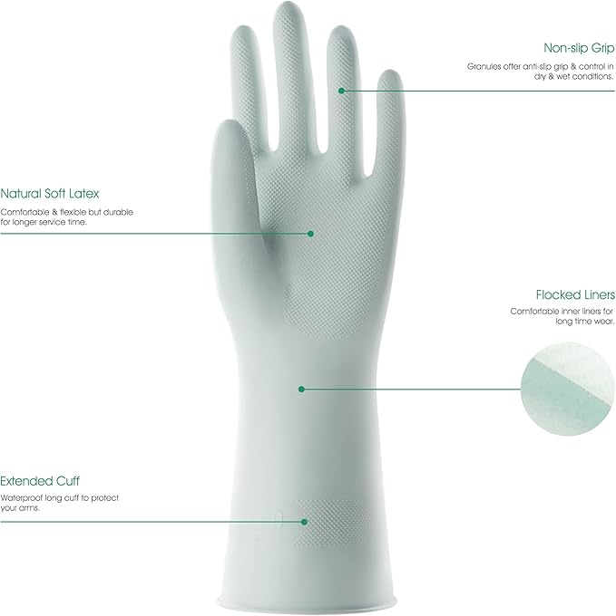 COOLJOB Medium Reusable Rubber Dishwashing Cleaning Gloves - Image 2