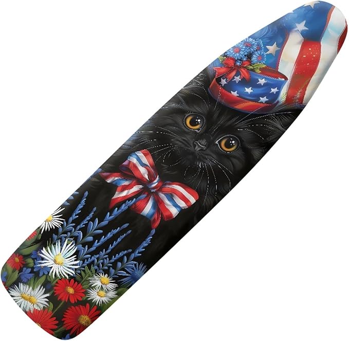 GLENLCWE American Flag Cat Ironing Board Cover Scorch Resistant Patriotic Iron by GLENLCWE