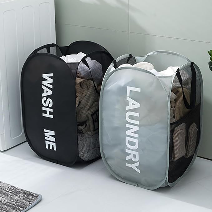 2pcs Pop Up Mesh Laundry Hamper Room Collapsible Storage Bin Lightweight Basket - Image 5