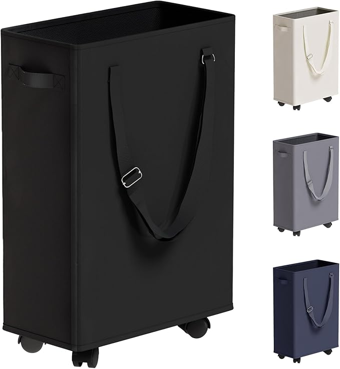 Slim Rolling Laundry Basket, Slim Laundry Hamper by TECHMILLY