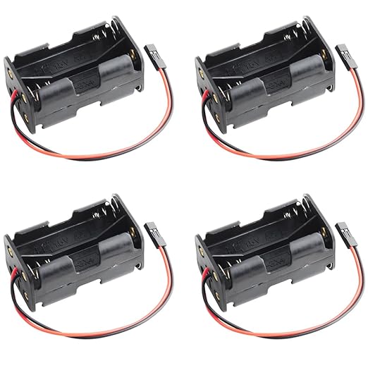 4 Cell 6V AA Battery Holder Case Cover Storage Box w/ 2P FUT J Plug Connector by DIYmalls