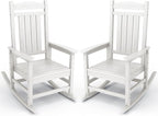 KINGYES HDPE Patio Rocking Chair Set of 2, Outdoor Rocking Chairs Porch Rocker for Adults, White by KINGYES
