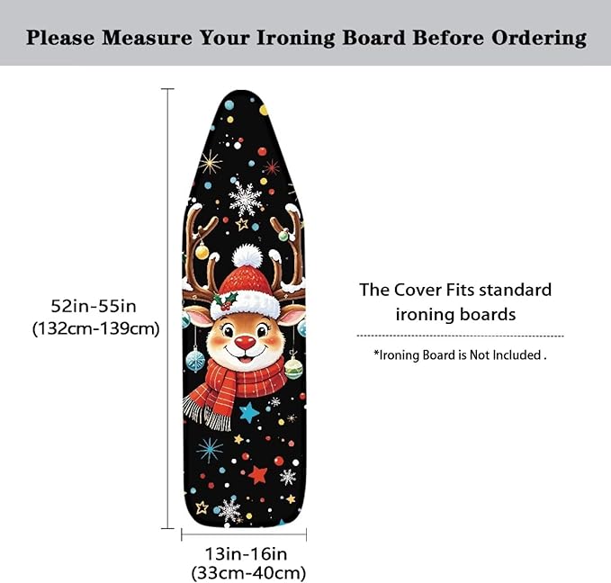 Christmas Deer Ironing Board Cover and Pad, Thick Scorch Resistant Padding - Image 5