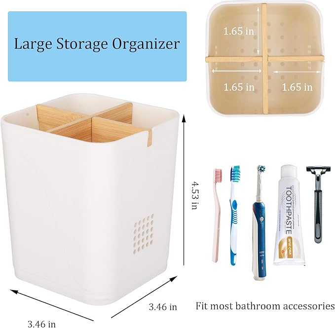 Toothbrush Holders Drainage for Bathrooms, 4 Slots Tooth Brushing Holder - Image 4