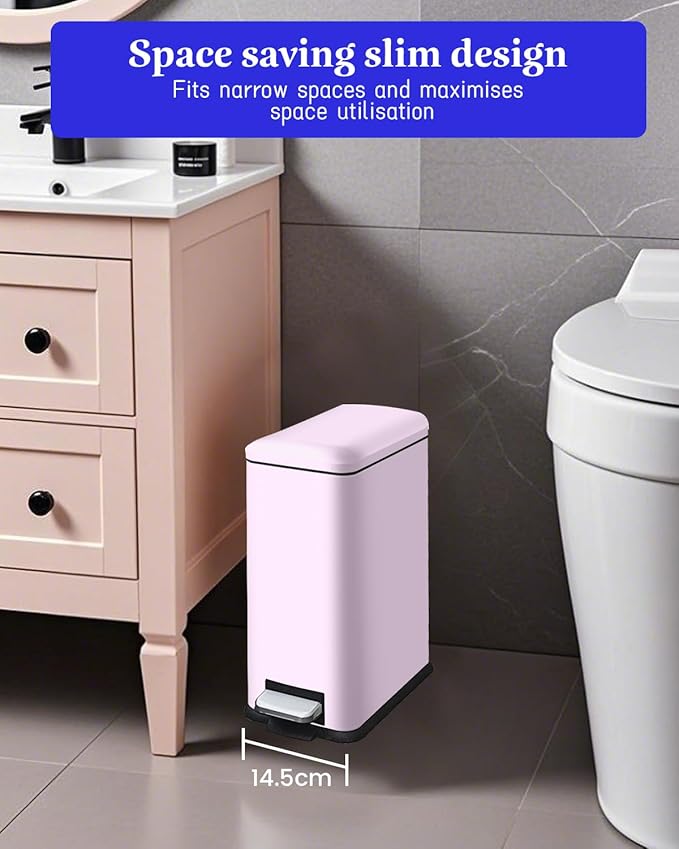 JM.YIPENG Bathroom Rubbish Bin, 5 Litre Cosmetic Bin, Small Waste Bin - Image 3