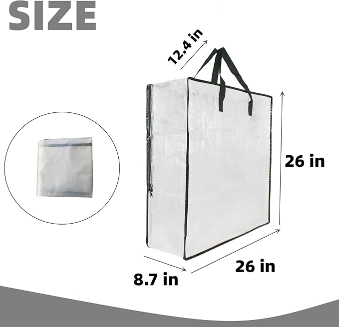 3 Pack Clear Storage Bags with Zipper and Handles, Blanket Bags - Image 2