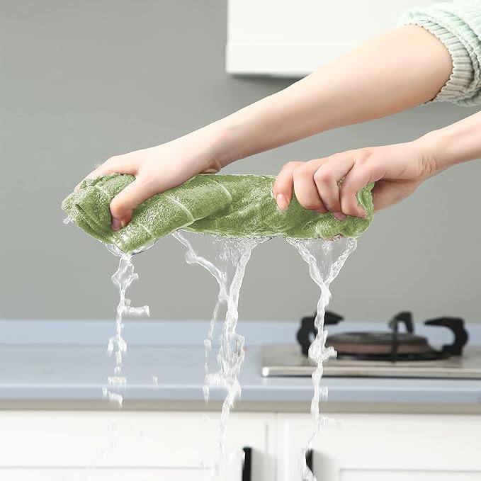 Microfiber Kitchen Towels and Dishcloths Set, 26 X 18 Inch and 12 X 12 Inch - Image 4