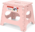 ACSTEP Folding Step Stool 11 Inch, Sturdy Plastic Foldable Step Stool for Kids & Adults, Non Slip Lightweight Collapsible Foot Stools Holds 300 lbs, Ideal for Kitchen, Bathroom, Bedroom, Light Pink by ACSTEP