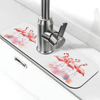 Kitchen Sink Splash Guard Faucet Mat Pink Flamingos Watercolor 15"x5.5" by Nameapo