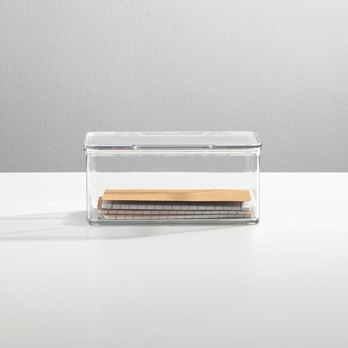 mDesign Small Plastic Home Office Storage Organizer Box Containers w/Hinged Lid - Image 8