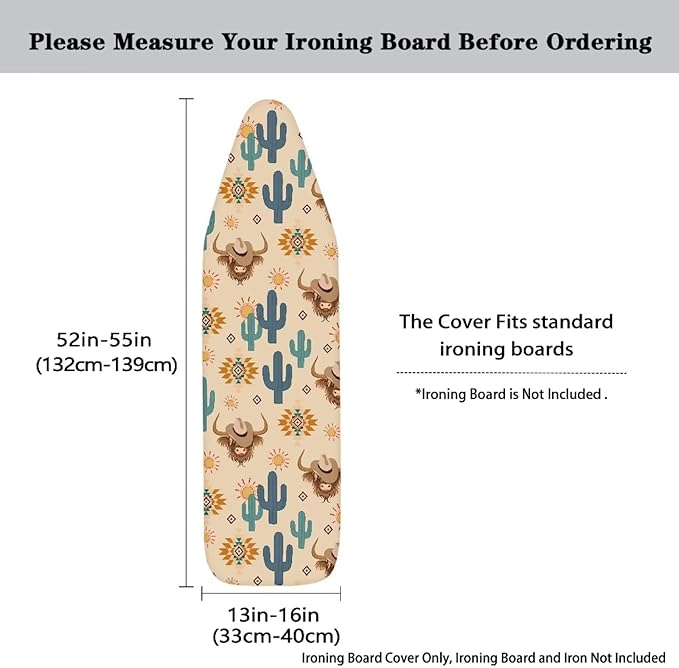 Sprowallow Cactus Cow Ironing Board Cover Stain Resistant Standard Size 15x54 - Image 5