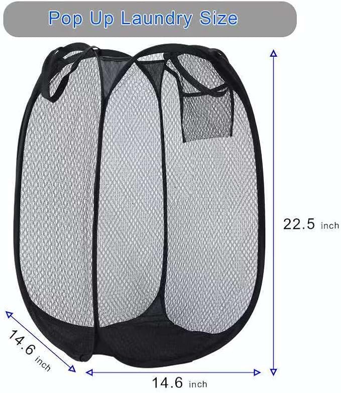 Collapsible Laundry Basket, Dirty Clothes Mesh Pop Up Hamper, Small Foldable - Image 3