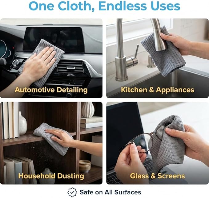 Waffle Weave Microfiber Towel, 12 x 12 inches, Barista Towels, Lint Free Cloth - Image 5