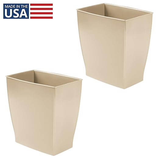 iDesign Small Plastic Bathroom Trash Can, Slim Rectangle Garbage Bin - Image 2