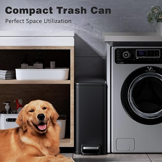 Slim Bathroom Trash Can with Lid Soft Close, 2.6 Gallon Stainless Steel Garbage - Image 6