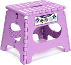 Delxo 11 inch Folding Step Stool, Non-Slip Foldable Stools Up to 300 LBS, Step Stool with Handle, Lightweight for Kitchen, Bathroom, Bedroom, Garden, Light Purple, 1PC by Delxo