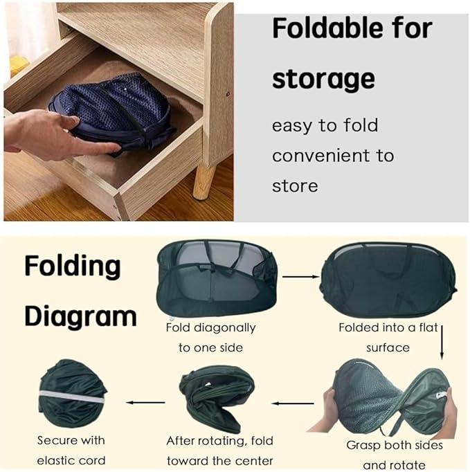 1 Pack Collapsible Laundry Baskets Popup Mesh Laundry Basket Durable Handles - Image 5