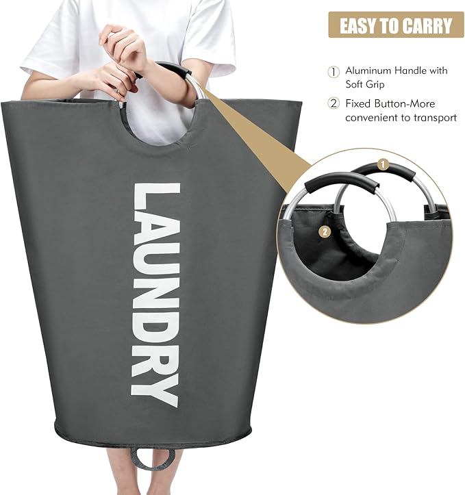 125L X-Large Laundry Basket, Freestanding Tall Clothes Hamper, Collapsible - Image 5
