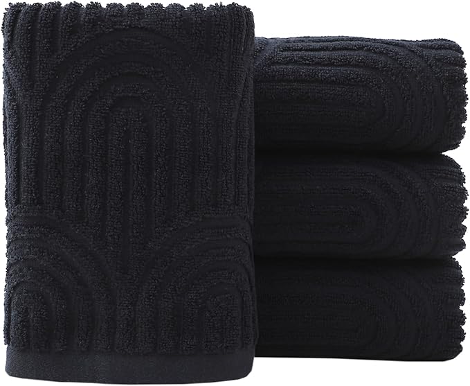 Pidada Hand Towels Set of 4 Striped Pattern 100% Cotton Absorbent Soft by Pidada