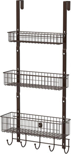 Over the Door Basket Organizer 3 Tier Hanging Basket Door Shelf Rack Heavy Duty by ETELI