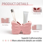 Bow Toothbrush Holder， 2-Slot Toothbrush and Toothpaste Holder Cute Toothbrush - Image 2