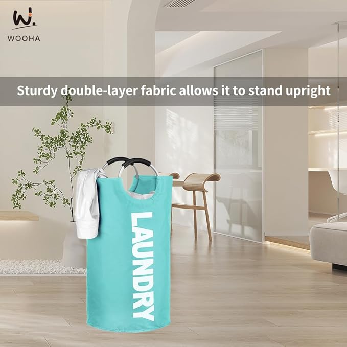 WOOHA 125L Large laundry basket, Collapsible laundry hamper, Tall Clothes - Image 2