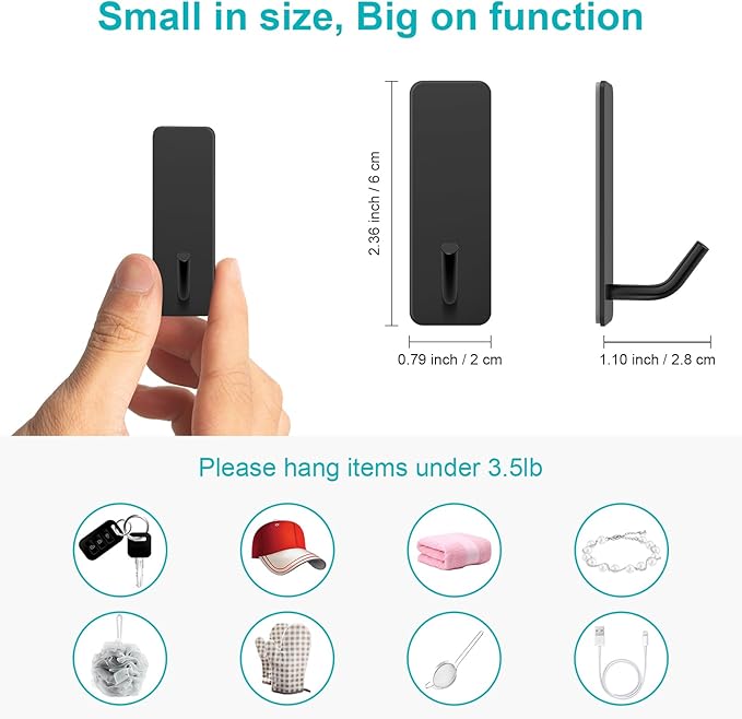 Small Self Adhesive Hooks for Walls No Damage, Sticky Hangers for Kitchen - Image 4