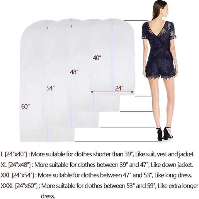 Garment Bag Clear for Long Dress 24'' x 60'' Zippered Garment Bags for Hanging - Image 3