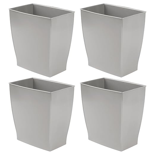 iDesign Small Plastic Bathroom Trash Can, Slim Rectangle Garbage Bin by iDesign