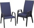 JEAREY Patio Dining Chairs Set of 4, Outdoor Stackable Dining Furniture Set, All Weather Dining Set for Lawn, Garden, Backyard, Poolside, Navy Blue by JEAREYOutdoorsCollection