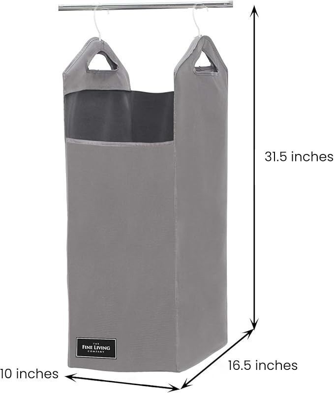 The Fine Living Co. Hanging Laundry Hamper Bag, Heavy Duty, Space Saving Closet - Image 2
